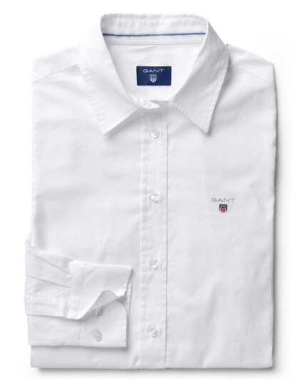 Gant Stretch Solid Oxford Slim Shirt W White (Storlek 32)