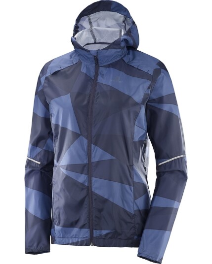 Salomon Agile Wind Print Hoodie W Night Sky/Gy/C (Storlek XS)