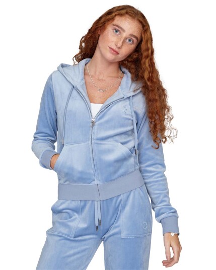 Juicy Couture Robertson Classic Velour Zip Hoodie W Della Robia Blue (Storlek S)