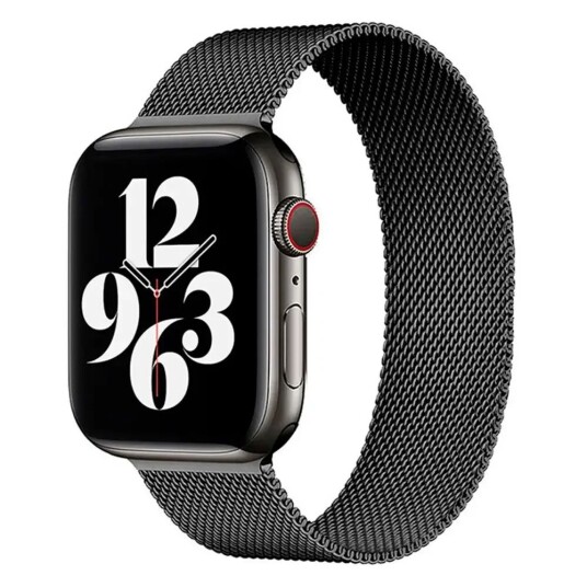 Lippa Apple Watch (42/44/SE/45/49mm) Magnetisk Reim i Rustfritt Stål - Svart