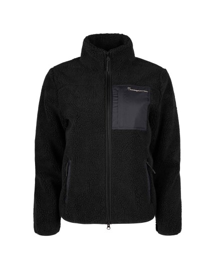 Knowledge Cotton Teddy High Neck Zip Jacket W Black Jet (Storlek XS)