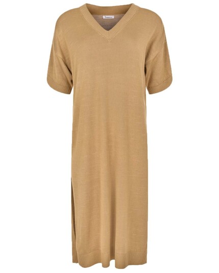 Knowledge Cotton V-Neck Viscose Knit Dress W 1336 Kelp (Storlek 36)