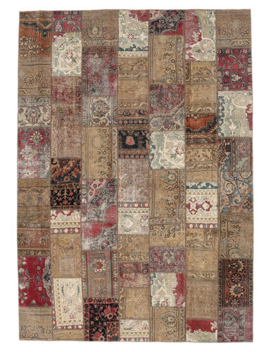 Håndknyttet. Opphav: Persia / Iran Persisk Patchwork - Persien/Iran Teppe 252X358 Brun/Oransje Stort (Ull, Persia/Iran)