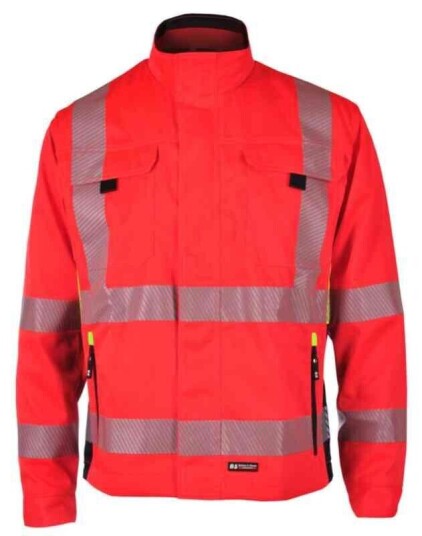 BS Gjøvik Arbeidsjakke, HiVis kl.3 Unisex, Str. 64, Rød/Sort