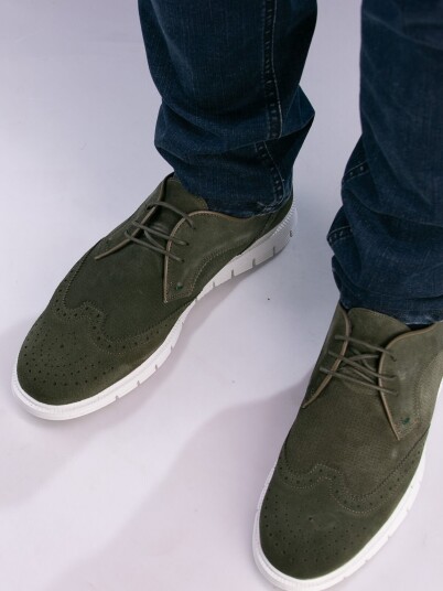 Trapes Sko Gregers - Sport Brogue Green Suede storrelse 42