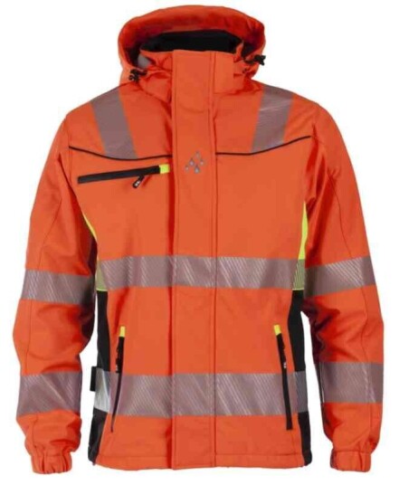 BS Gjøvik Softshelljakke, HiVis kl.3 Unisex, Str. L, Oransje/Sort