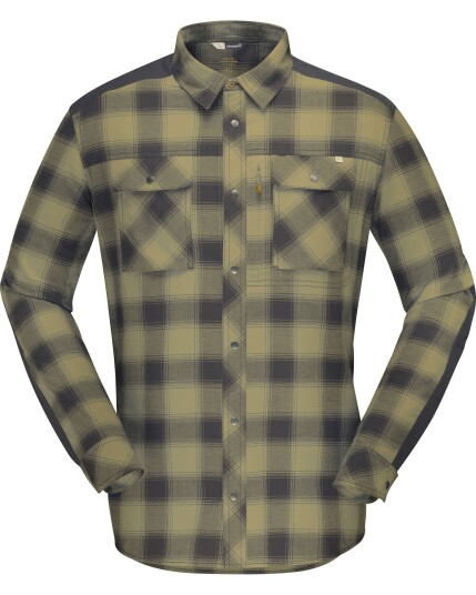 Norrøna Svalbard Flannel Shirt M Olive Drab/Slate Grey (Storlek XS)