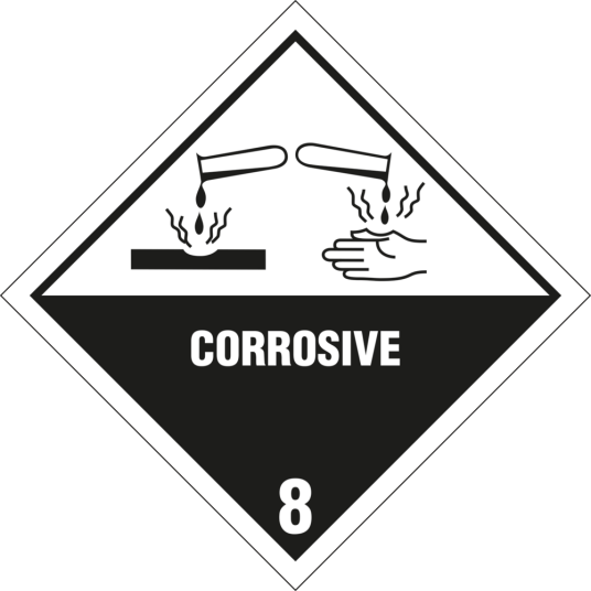 Corrosive kl. 8 faresedler