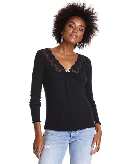 Odd Molly Rib-Eye L/S Top W Almost Black (Storlek M)