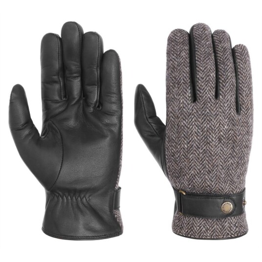 Stetson Woolrich Leather Gloves 9, Black