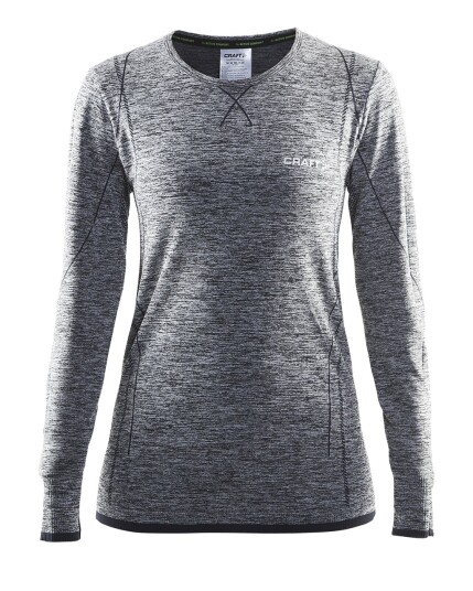 Craft Active Comfort Round Neck L/S W Black Melange (Storlek XL)