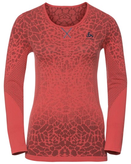 Odlo Blackcombo BL Top L/S Crew Neck W Dubarry/Fiery Coral (Storlek XS)