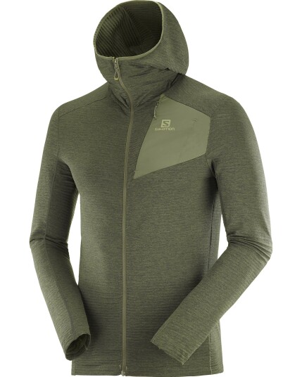 Salomon Outline Full Zip Hoodie M Olive Night (Storlek L)