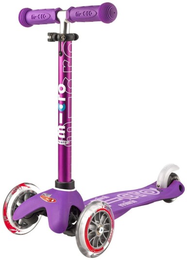 Micro Mini Deluxe Purple sparkesykkel for barn 2-5 år tre hjul tåler opptil 35 kg