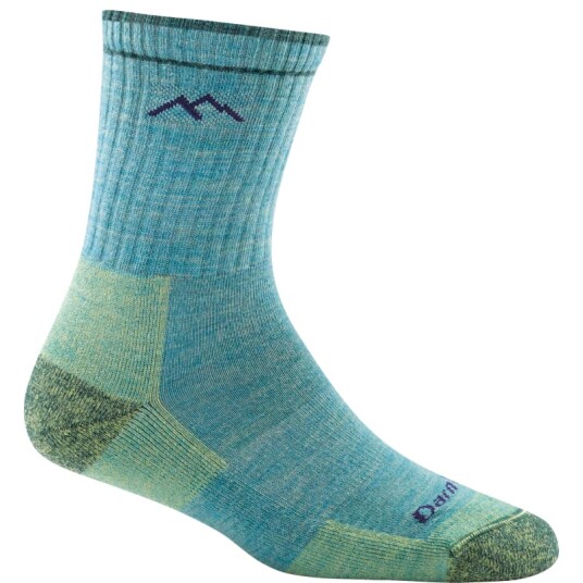 Darn Tough Women's Hiker Micro Crew Midweight Hiking Sock Cushion 41-43, Aqua Heather