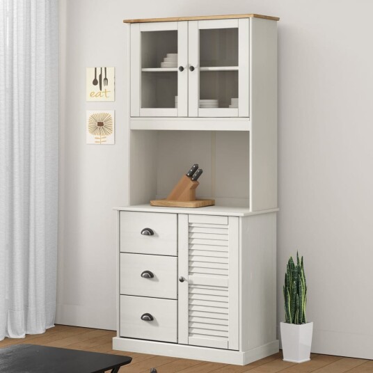 vidaXL Highboard VIGO hvit 78x40x175 cm heltre furu