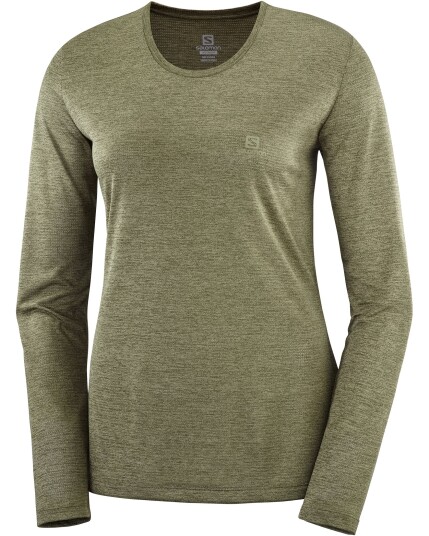 Salomon Agile L/S Tee W Olive Night/Martini Olive/Heather (Storlek S)