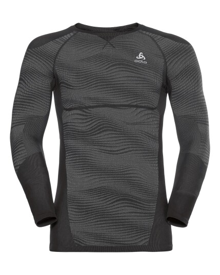 Odlo Suw Top L/S Performance Blackcomb Crewneck M Black/Odlo Concrete Grey/Silver (Storlek XL)