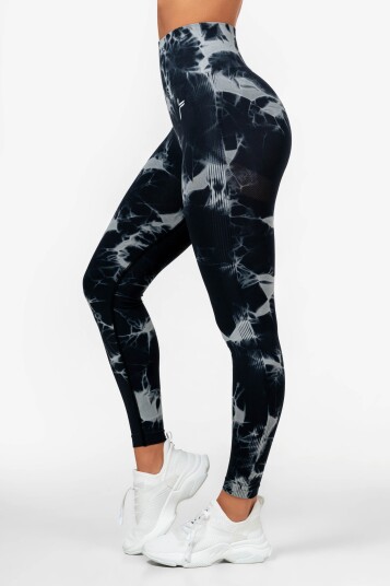 FAMME - Black Tie Dye Scrunch Leggings - M