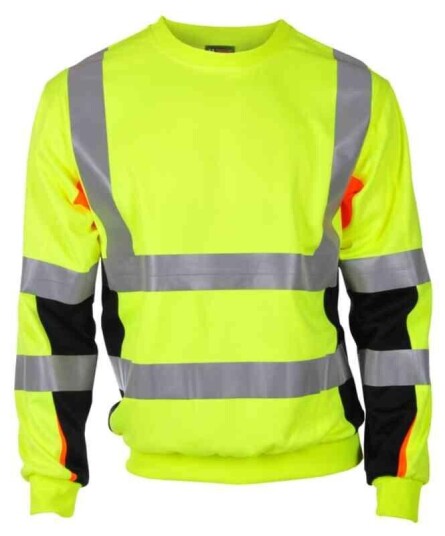 BS Bergset Collegegenser, HiVis kl.3 Unisex, Str. XL, Gul/Sort