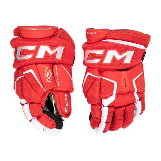 CCM TACKS AS-V PRO Junior Hockey Gloves, hockeyhanske junior 12" (15,5-18cm) RED/WHITE