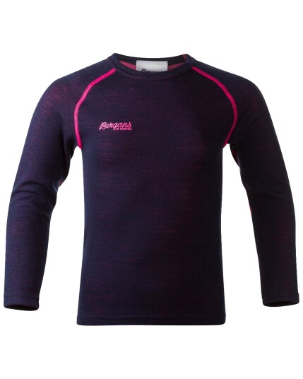 Bergans Akeleie Kids Shirt Navy/Hot Pink (Storlek 110)