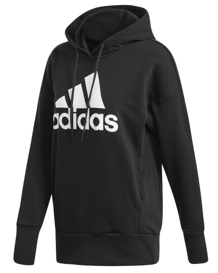 Adidas Badge Of Sport Long Hoodie W Black/White (Storlek XS)