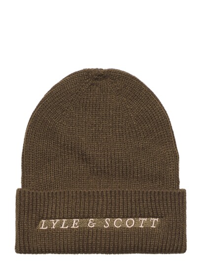 Scott Ribbed Beanie Green Lyle & Scott W485 OLIVE ONE SIZE