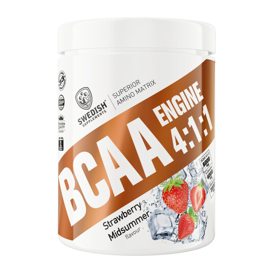 Swedish Supplements BCAA Engine 4:1:1 400g - Strawberry Midsummer, sportsdrikk 400g STRAWBERRY