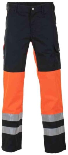 BS Dokka Gen.1 Arb.bukse, HiVis kl.1 Unisex, Str. C46, Sort/Oransje