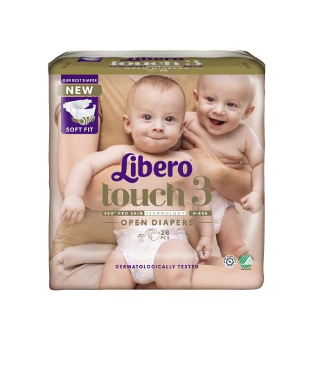 Libero Touch 3 Åpen Bleie 48 kg 28 stk.