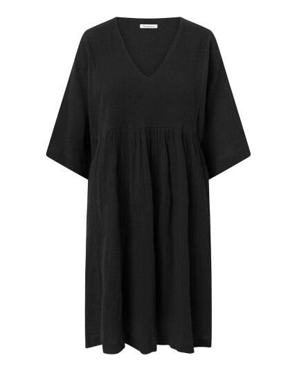 Knowledge Cotton Cotton Crepe A-Shape Dress W 1300 Black Jet (Storlek XXS/XS)