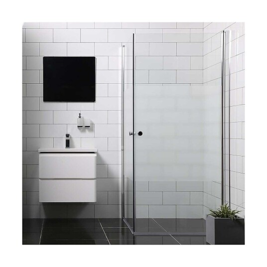 Bathlife Allsidig Dusjhjørne 90x70 cm, Sølv profil/Frostet glass