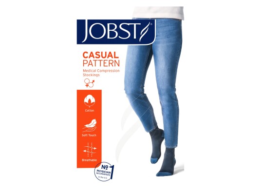 JOBST Casual Pattern Knestrømpe Klasse 1, X-Large, grå, 1 par