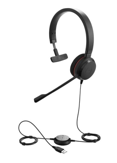 Jabra Evolve 20 Ms Hodesett Usb Skype For Business Mono Svart