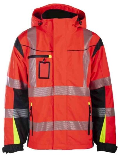 BS Halten Extreme Skalljakke, HiVis kl.3 Unisex, Str. S, Rød/Sort