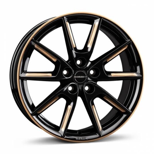 Borbet Lx18 Black Glossy Gold Spoke Rim 8x18 5x112 ET48 B66.6