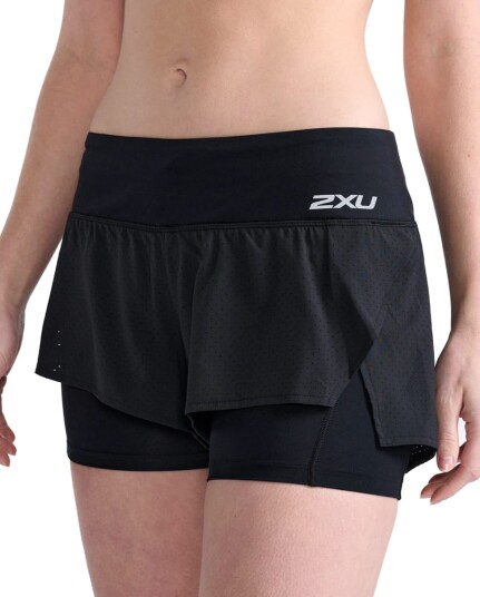 2xu W's Aero 2-in-1 4 Inch Shorts Black/silver Reflective M