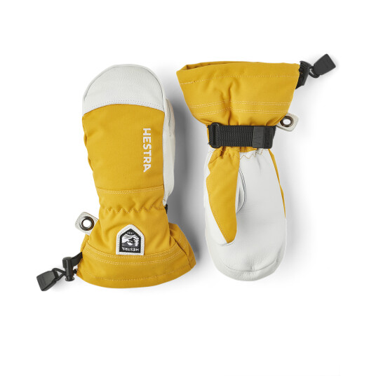 Hestra Army Leather Heli Ski Mitt, alpinvott junior 3 Senap