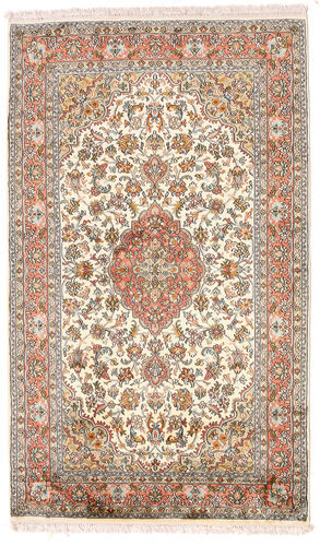 Håndknyttet. Opphav: India Håndknyttet Kashmir Ren Silke Teppe 95X158 Silketeppe Beige/Brun Lite Teppe