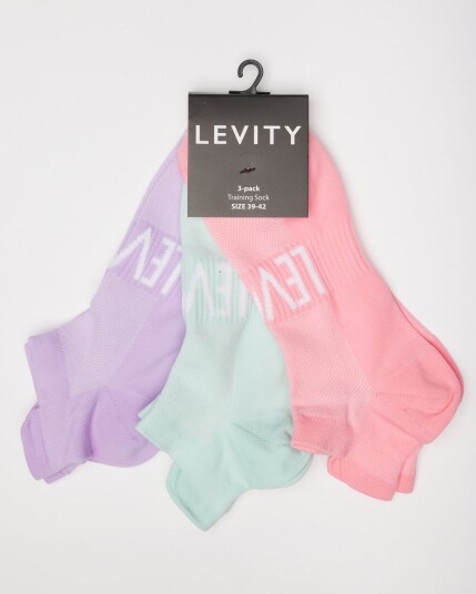 LEVITY 3-pack Fitness sock Pink/Purple/Green - 39-42