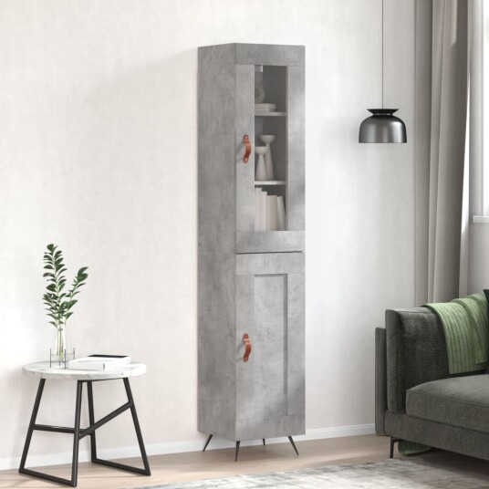 vidaXL Highboard betonggrå 34,5x34x180 cm konstruert tre 8720845488918