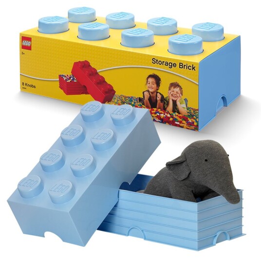 LEGO Storage Brick 8 oppbevaringsboks med lokk 50 x 25 cm light royal blue