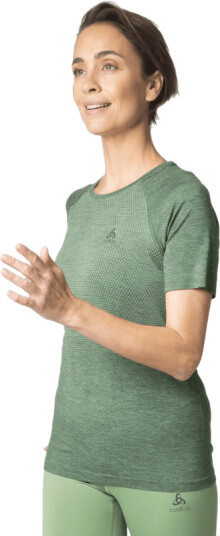 Odlo Women's T-shirt Crew Neck S/S Essential Seamless Gr?nn XL Woman