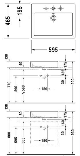 Duravit Vero servant, 59,5x46,5 cm, hvit