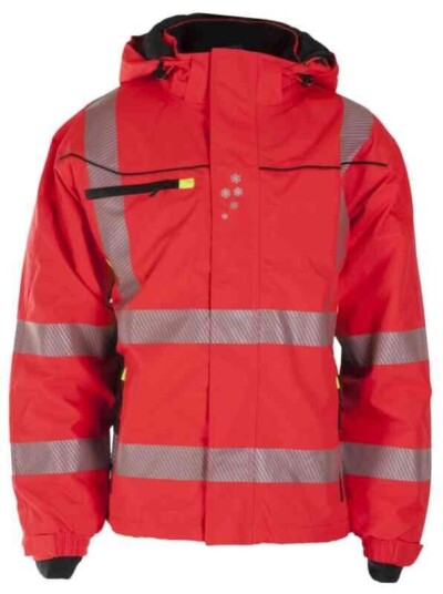 BS Gjøvik allvær Vinterjakke, HiVis kl.3 Unisex, Str. M, Rød/Sort