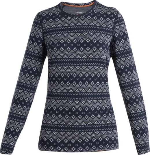 ICEBREAKER Women's Mer 260 Vertex Long sleeve Crewe First Snow XS  Midnight Navy/Snow