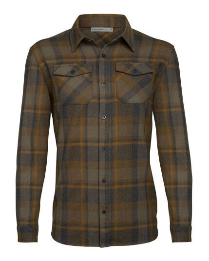 Icebreaker Lodge L/S Flannel Shirt M Jet HTHR (Storlek M)