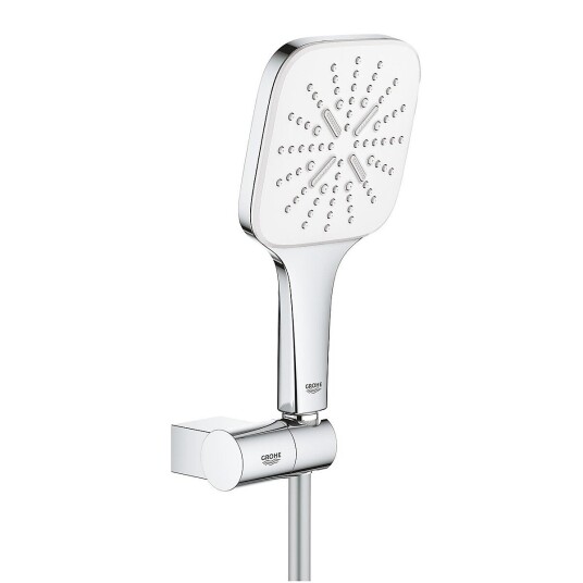 Grohe Rainshower SmartActive Cube 130 Med holder/slange, Månehvit/Krom