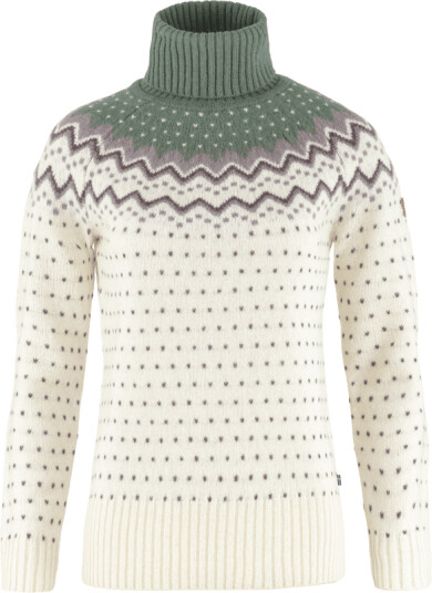 Fjellreven Women's Övik Knit Roller Neck M , Chalk White-Patina Green